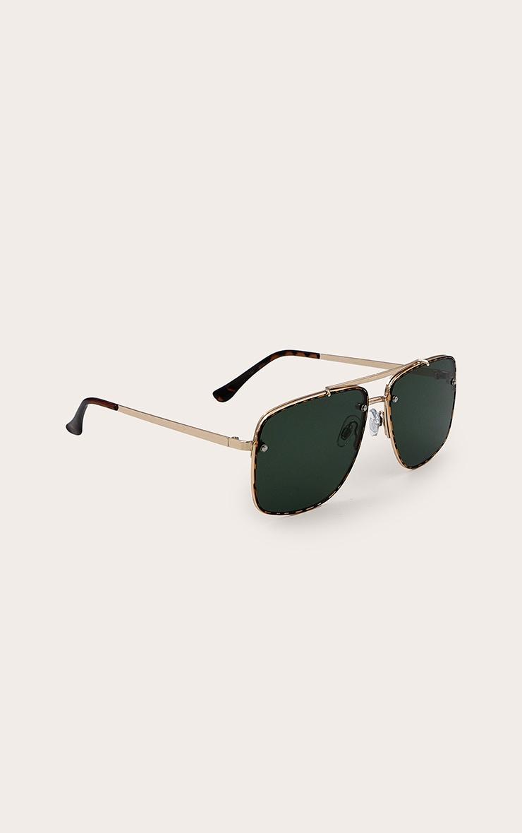 Metallic Tortoiseshell Oversized Square Aviator Sunglasses Product Image