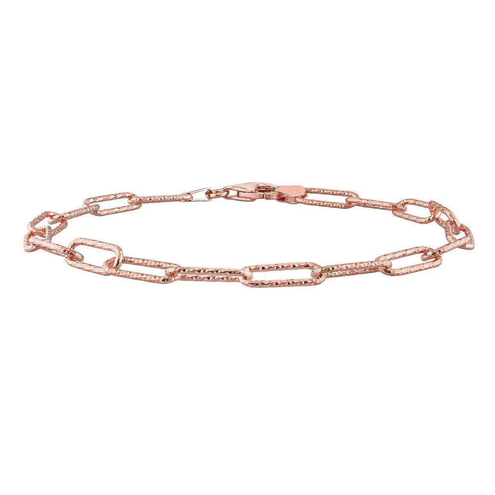 Stella Grace Mens 18k Rose Gold Over Silver Fancy Cut Paper Clip Link Chain Bracelet Rose Gold Tone Product Image