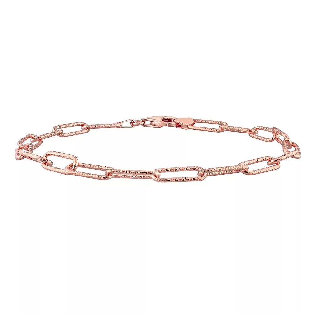 Stella Grace 18k Gold Over Silver 5 mm Fancy Cut Paper Clip Link Chain Anklet, Women's, Size: 9", Rose Gold Tone Product Image