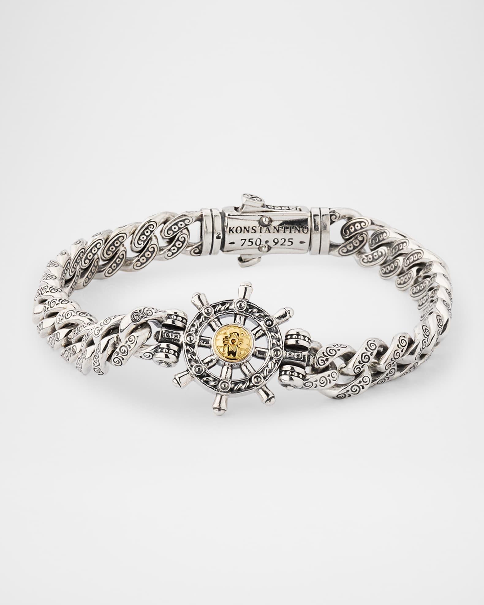 Mens Hydra Sterling Silver and 18K Gold Bracelet Product Image