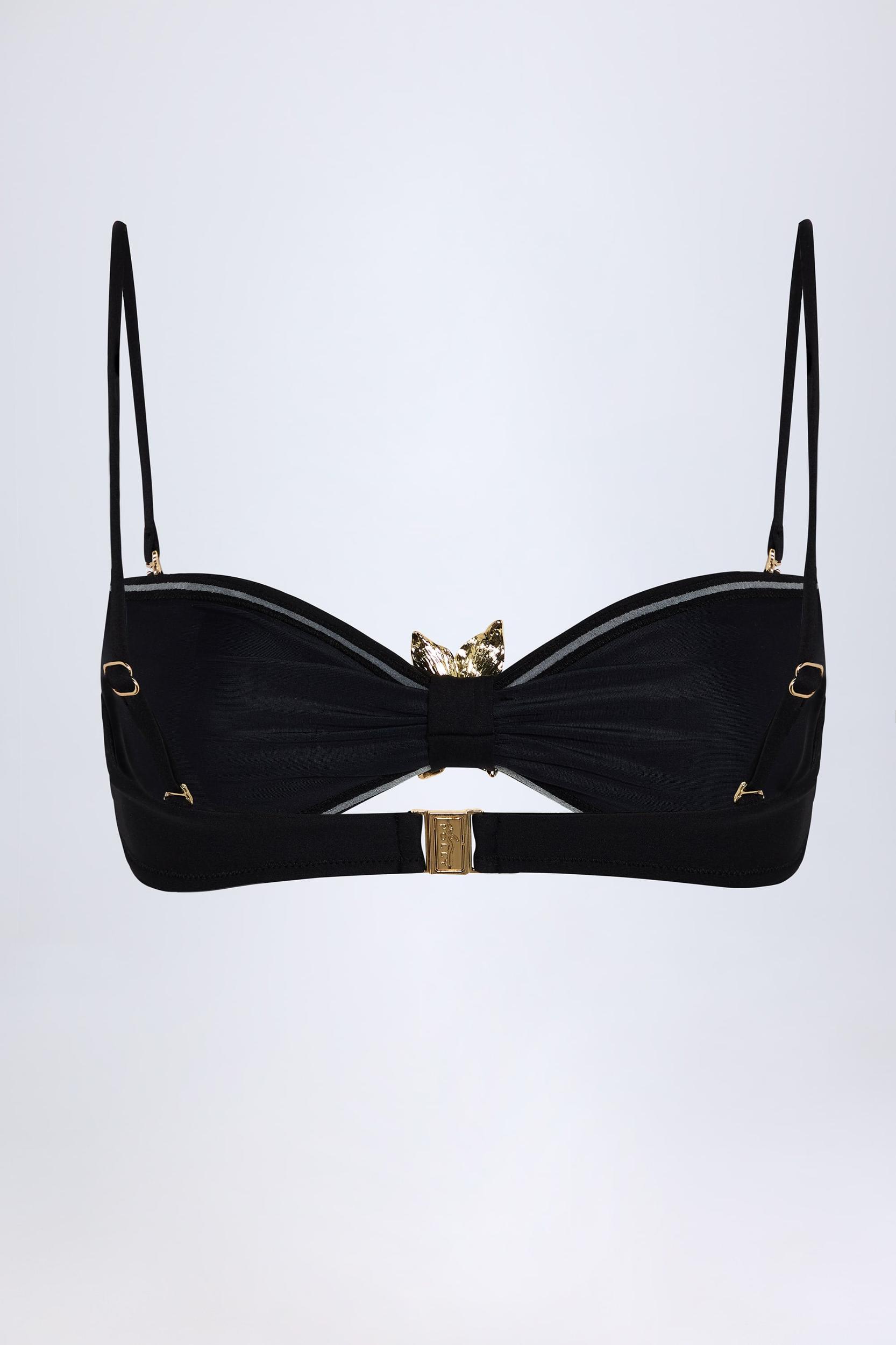 Hardware-Detail Halterneck Bikini Top in Black Product Image
