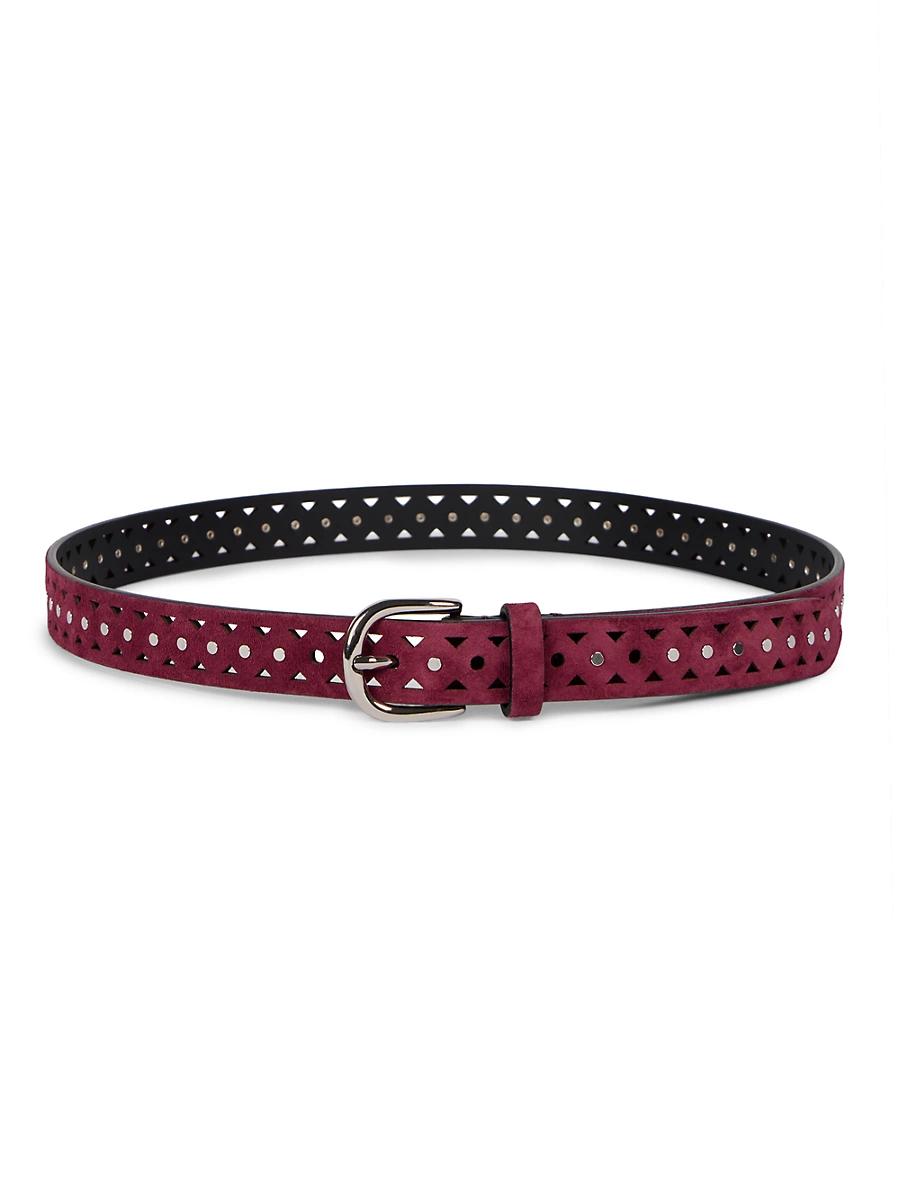 Womens Ohen Studded Laser-Cut Suede Belt Product Image