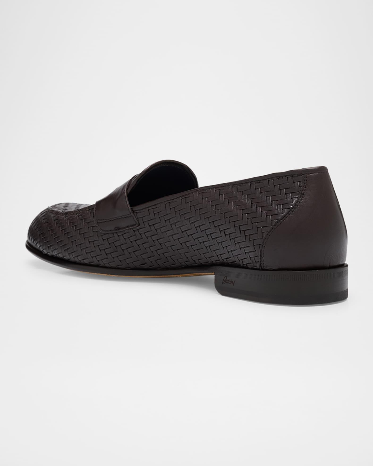 Men's Woven Napa Leather Penny Loafers Product Image