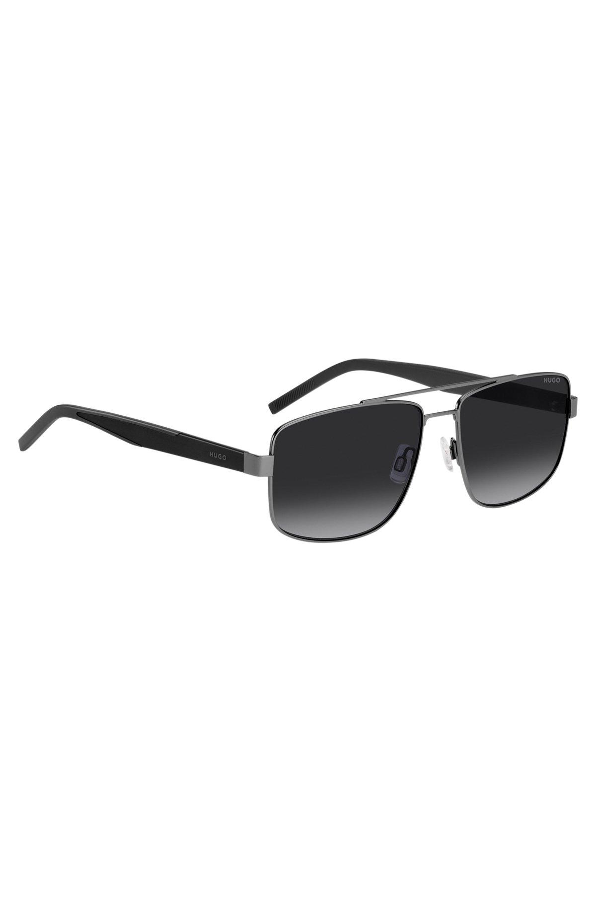 HUGO - Double-bridge sunglasses in gray and black Product Image