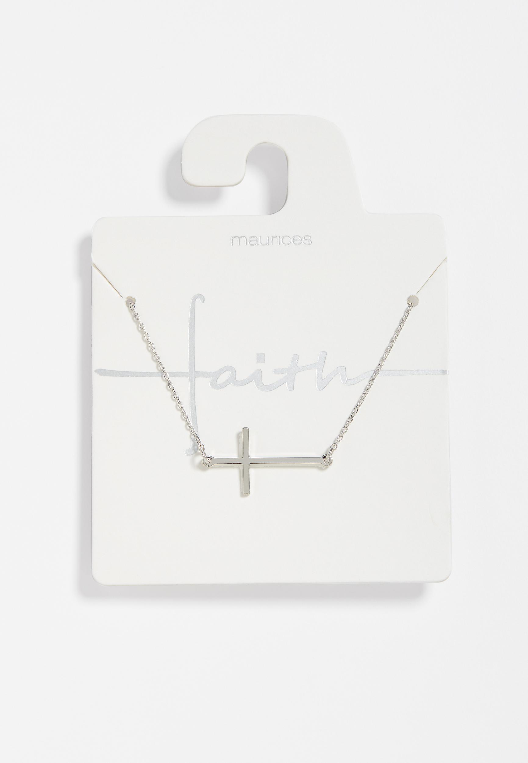 Maurices Womens Dainty Side Cross Necklace Product Image