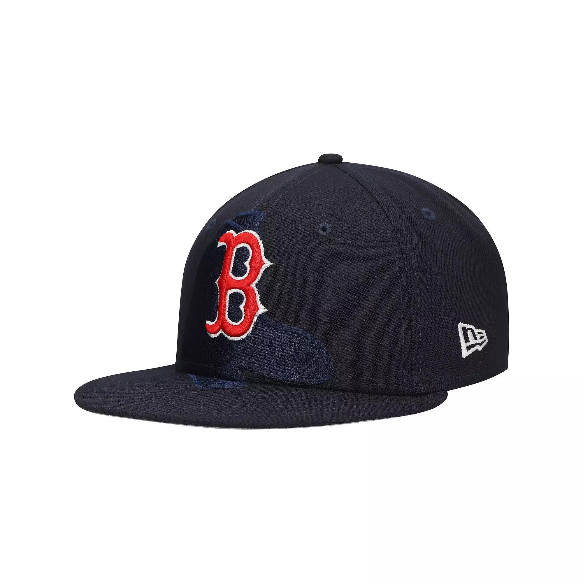 Men's New Era Navy Boston Red Sox Shadow Logo 59FIFTY Fitted Hat,  Product Image