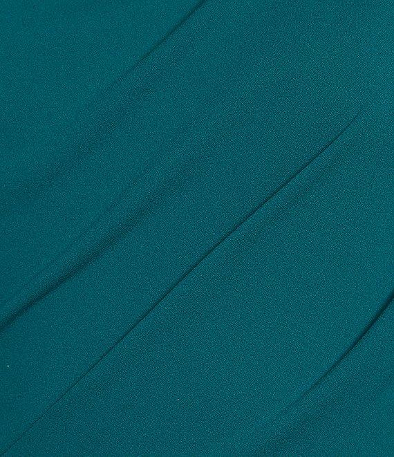 Betsy & Adam Scuba Crepe Asymmetric One Shoulder Short Sleeve Mermaid Gown Product Image