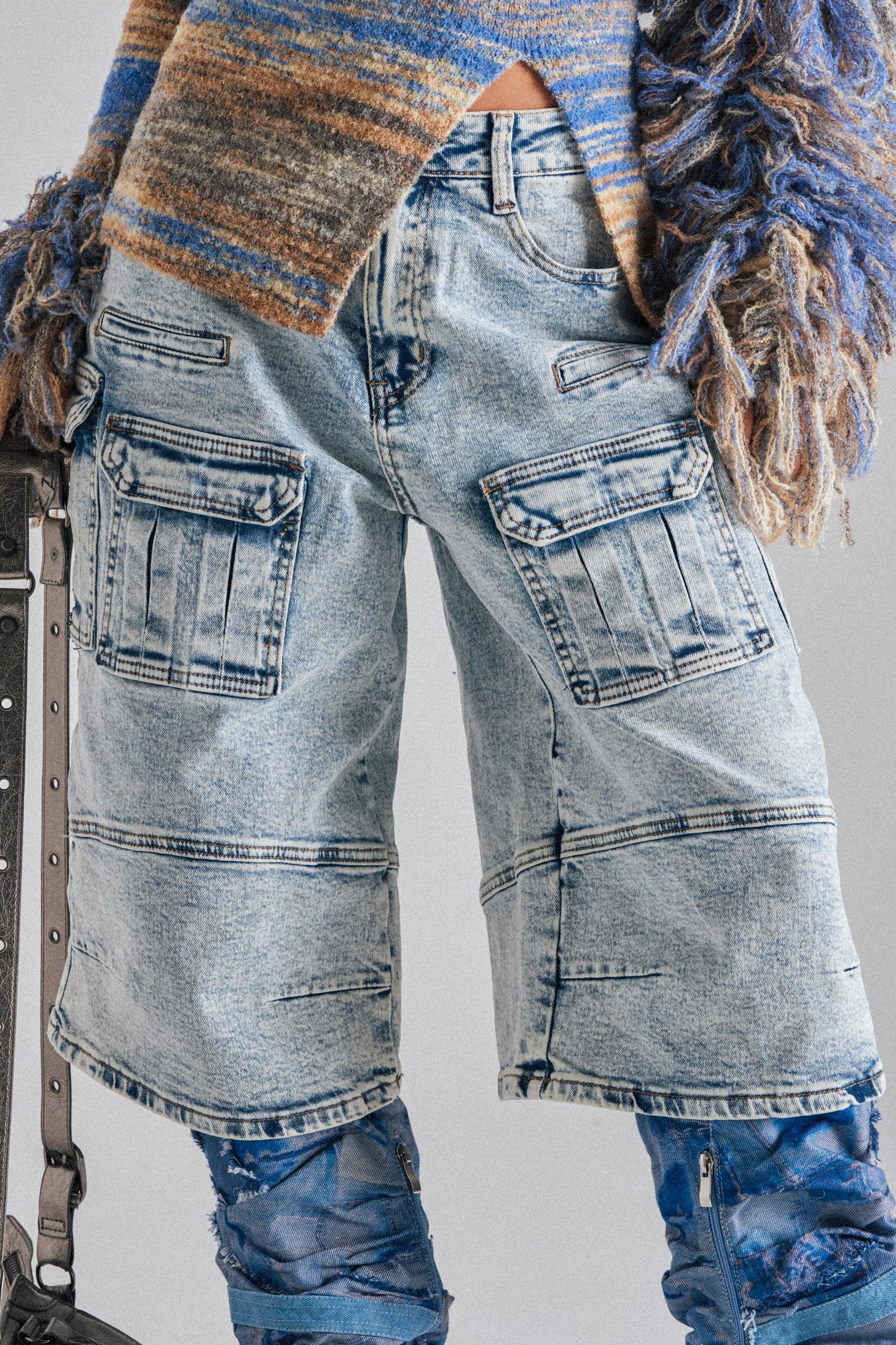 FORGET ME NOT DENIM CARGO BERMUDA SHORT Product Image