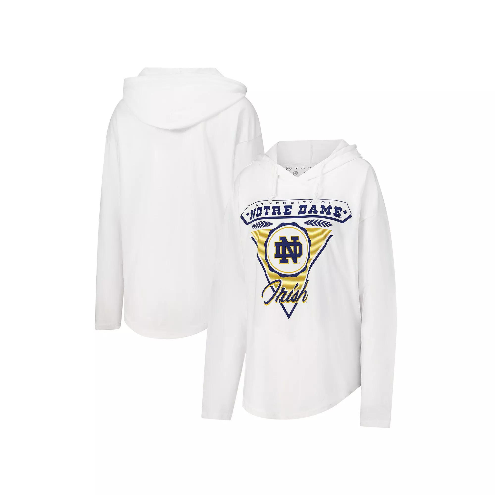 Women's Pressbox White Notre Dame Fighting Irish San Bruno Hoodie Long Sleeve T-Shirt,  Product Image