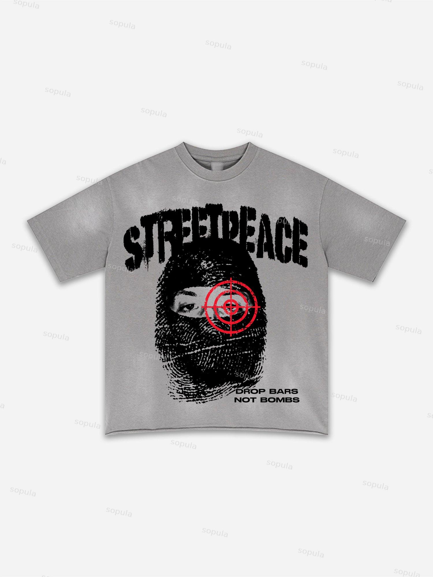 Authentic Abstract Portrait Print Washed T-shirt Product Image