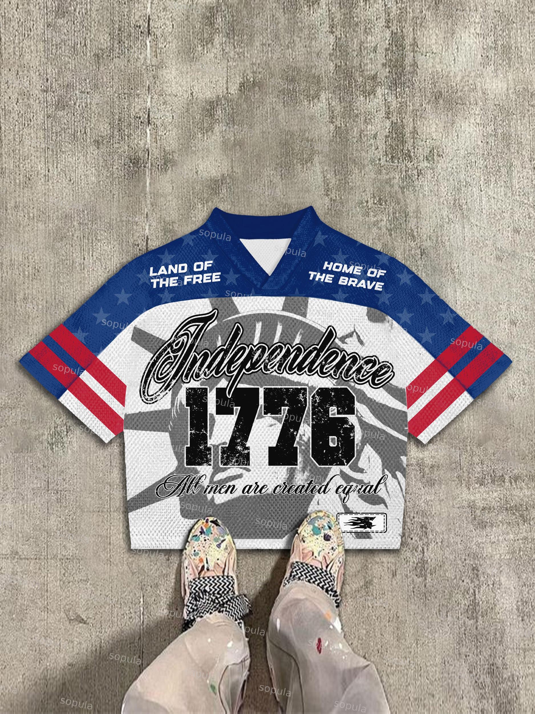 Independence Day Vintage Football Jersey Graphic T-shirt Product Image