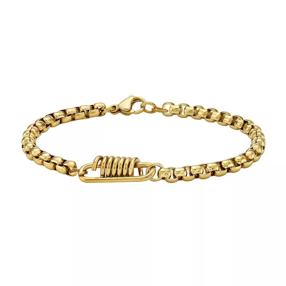 Men's LYNX Gold Tone Stainless Steel Box Chain Bracelet, Size: 8.5" Product Image