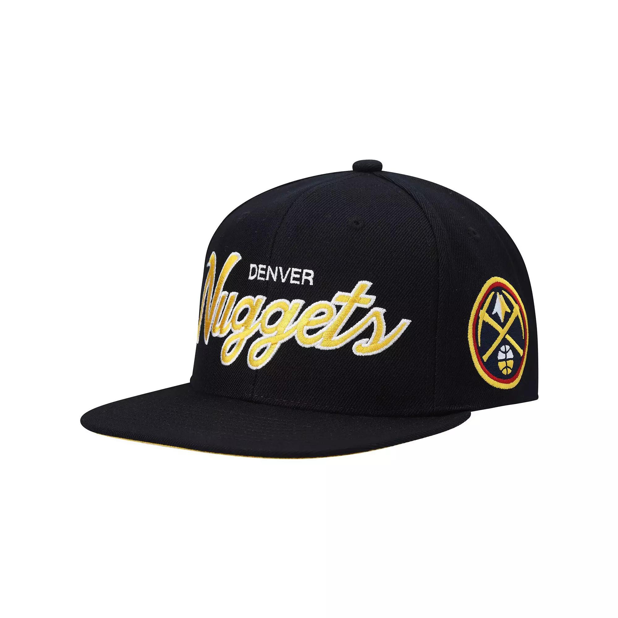 Men's Mitchell & Ness Black Denver Nuggets Hardwood Classics Script 2.0 Snapback Hat, Nug Black Product Image