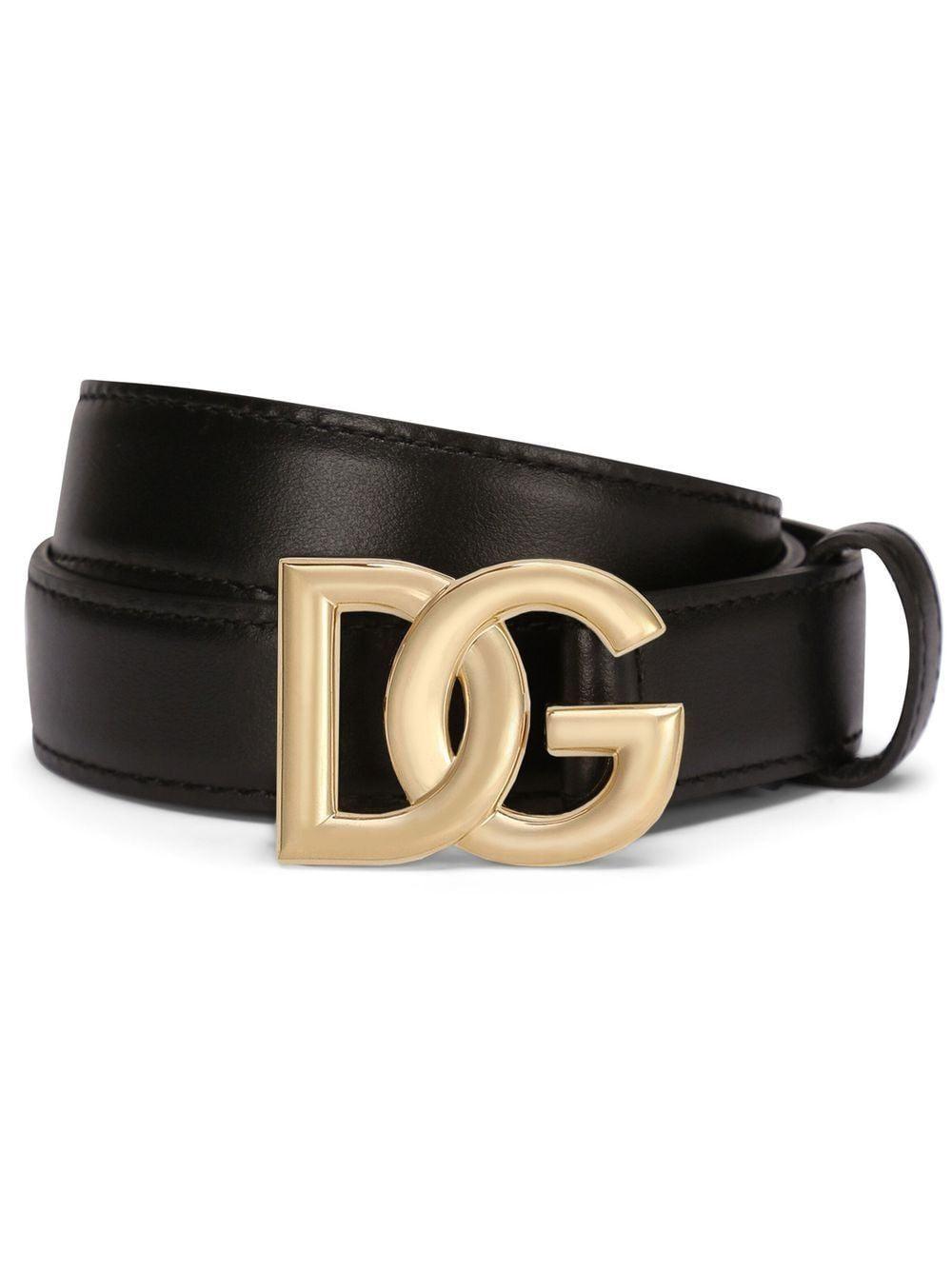 DOLCE & GABBANA Dg Logo Calf Leather Belt In Black Product Image
