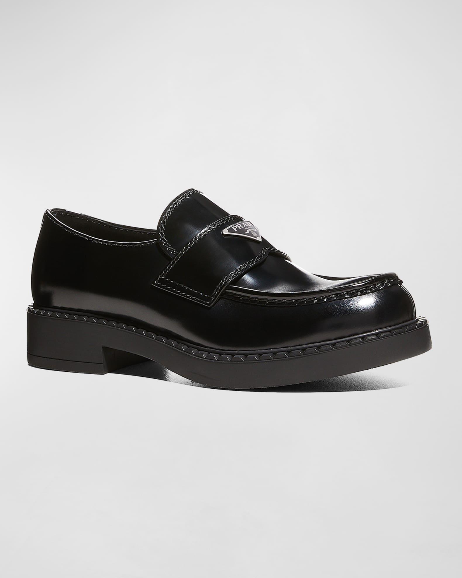 Men's Triangle Logo Leather Loafers  Product Image