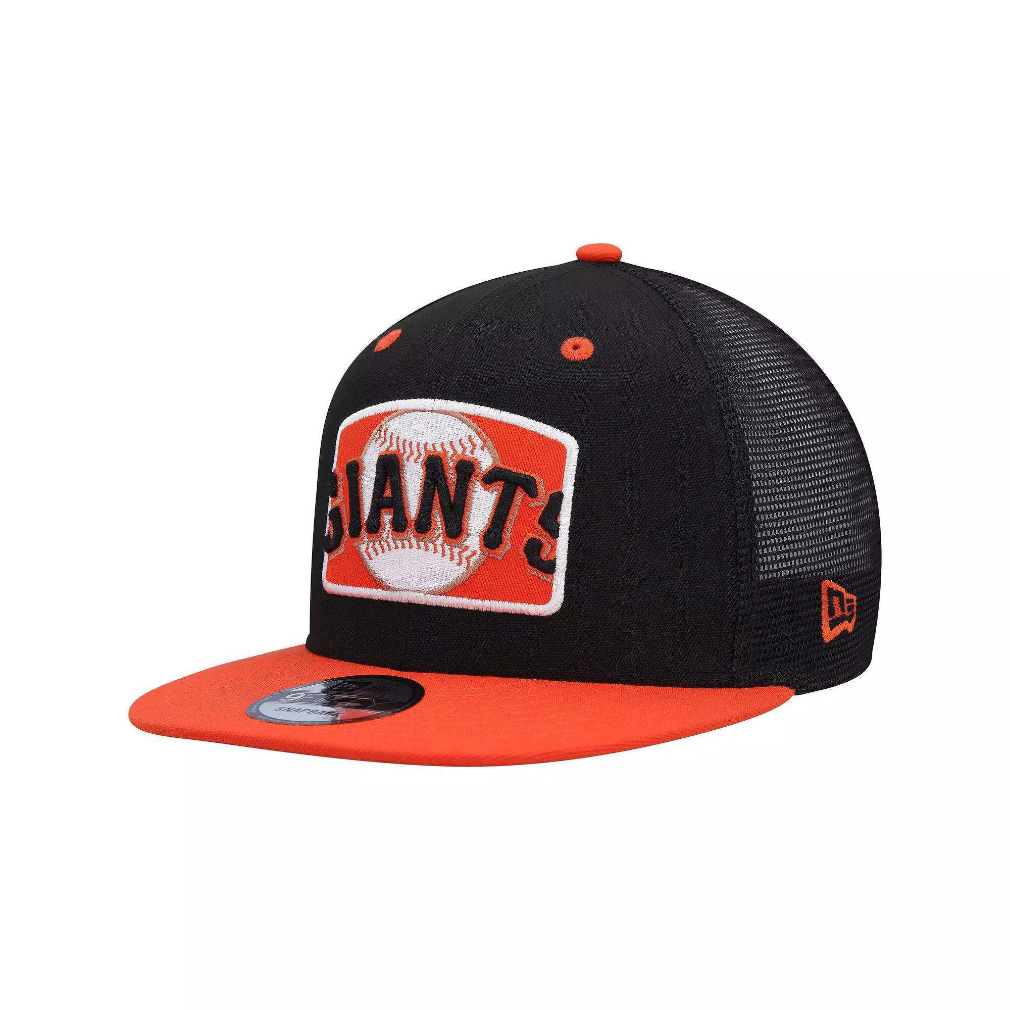 Men's New Era Black/Orange San Francisco Giants Logo Zoom Trucker 9FIFTY Snapback Hat Product Image