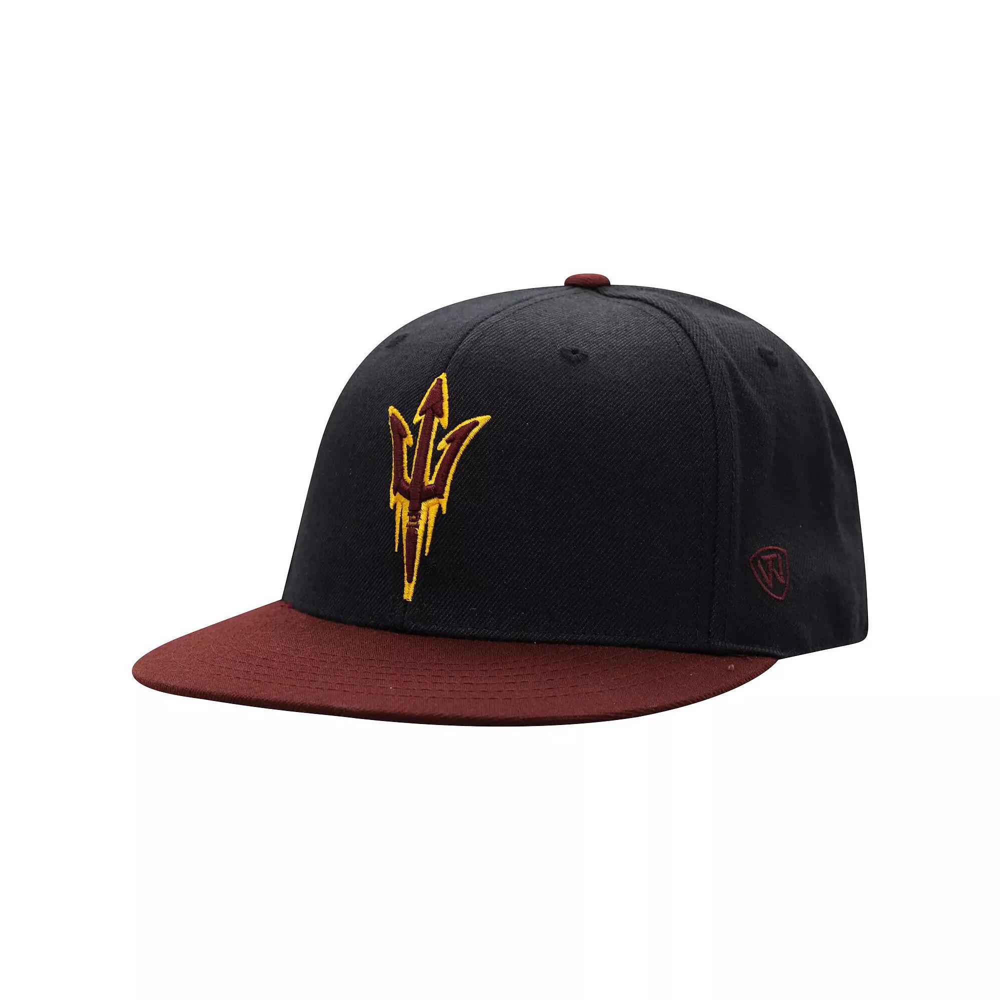 Men's Top of the World Black/Maroon Arizona State Sun Devils Team Color Two-Tone Fitted Hat,  Product Image