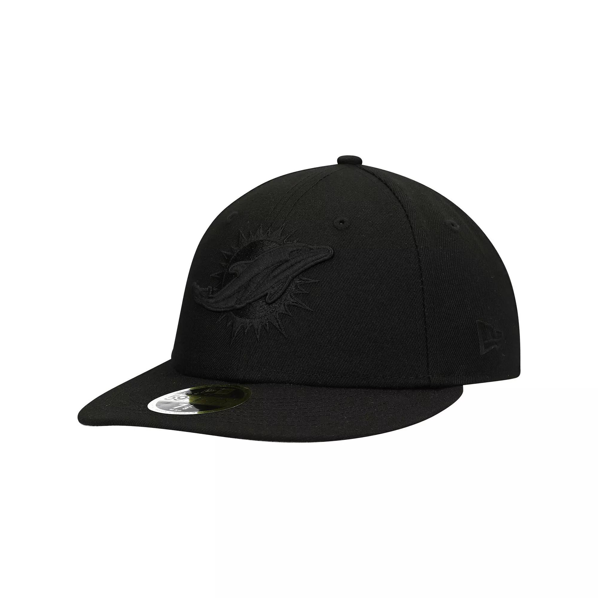 Men's New Era Black Miami Dolphins Black on Black Low Profile 59FIFTY II Fitted Hat, Size: 8 Product Image