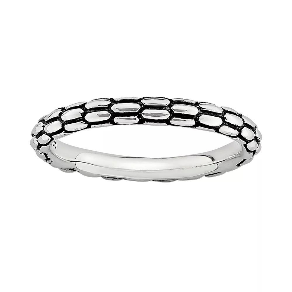 Stacks & Stones Sterling Silver Textured Stack Ring, Women's, Size: 8 Product Image
