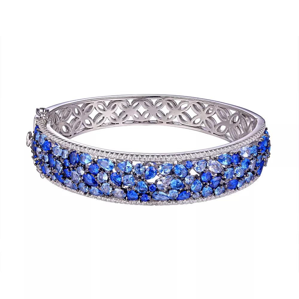 Ivy Sharpe Silver Plated Multi Blue Cubic Zirconia Bangle Bracelet, Women's, Size: 7.25", Silver Tone Product Image