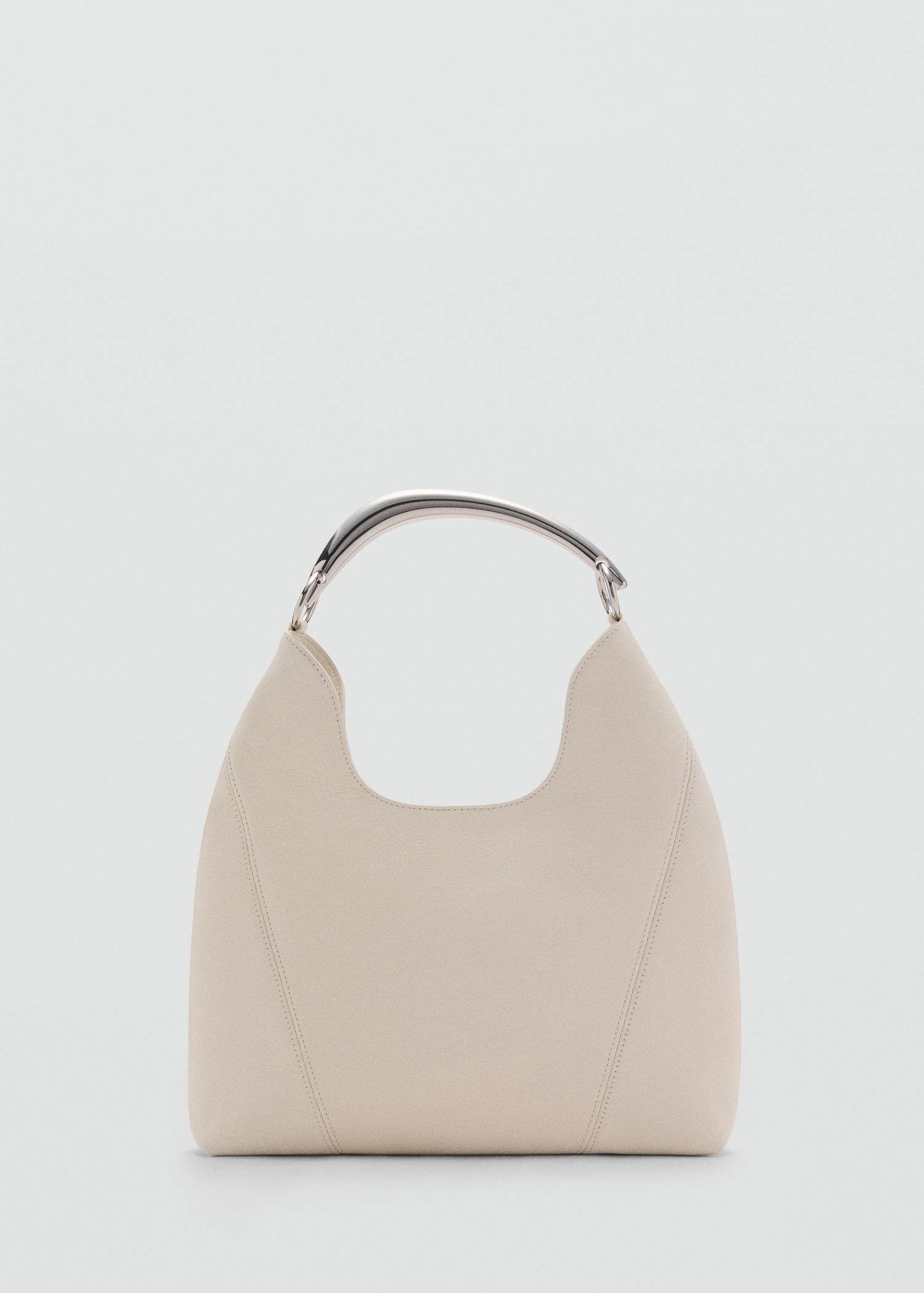 Leather shoulder bag with metal handle - Women | MANGO USA Product Image