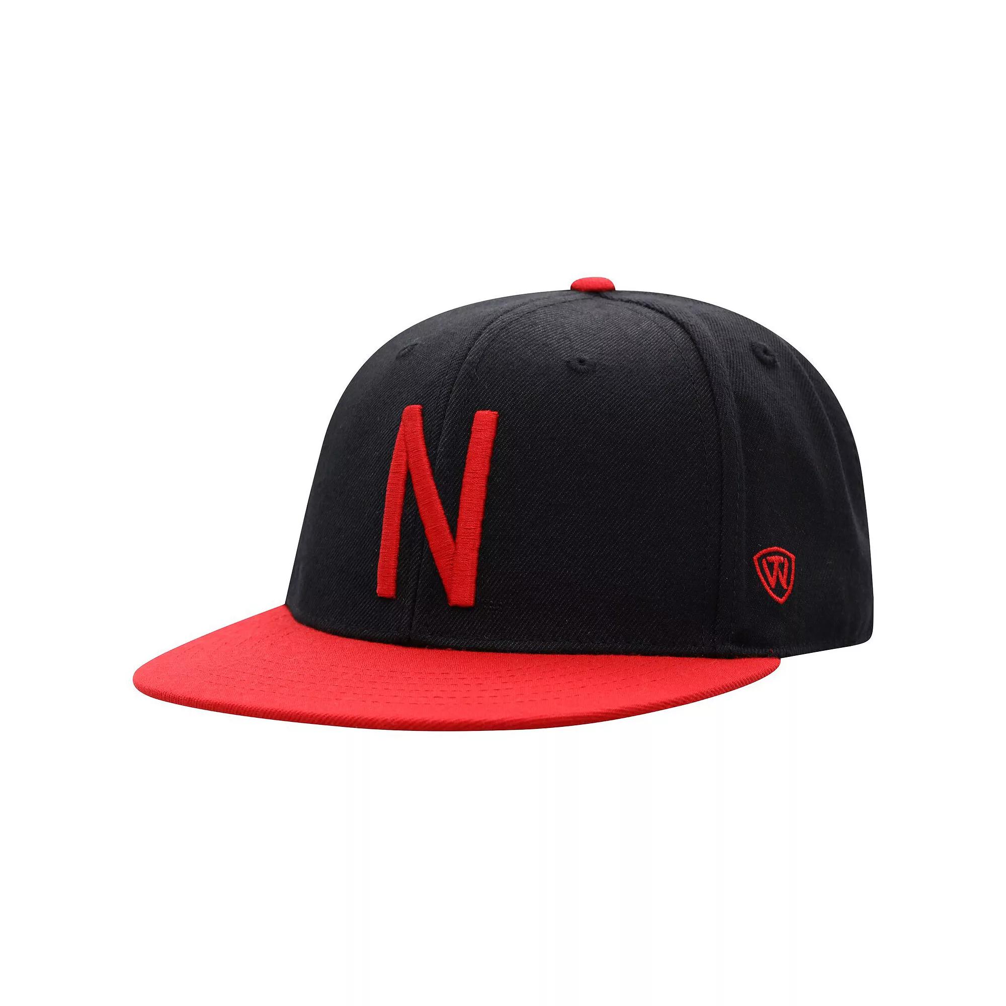 Men's Top of the World Black/Scarlet Nebraska Huskers Team Color Two-Tone Fitted Hat, Size: 7 Product Image