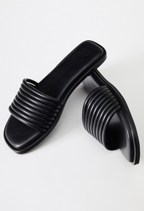 JustFab Margaux Platform Loafer Pump Womens Black/ White Size 8.5 Product Image