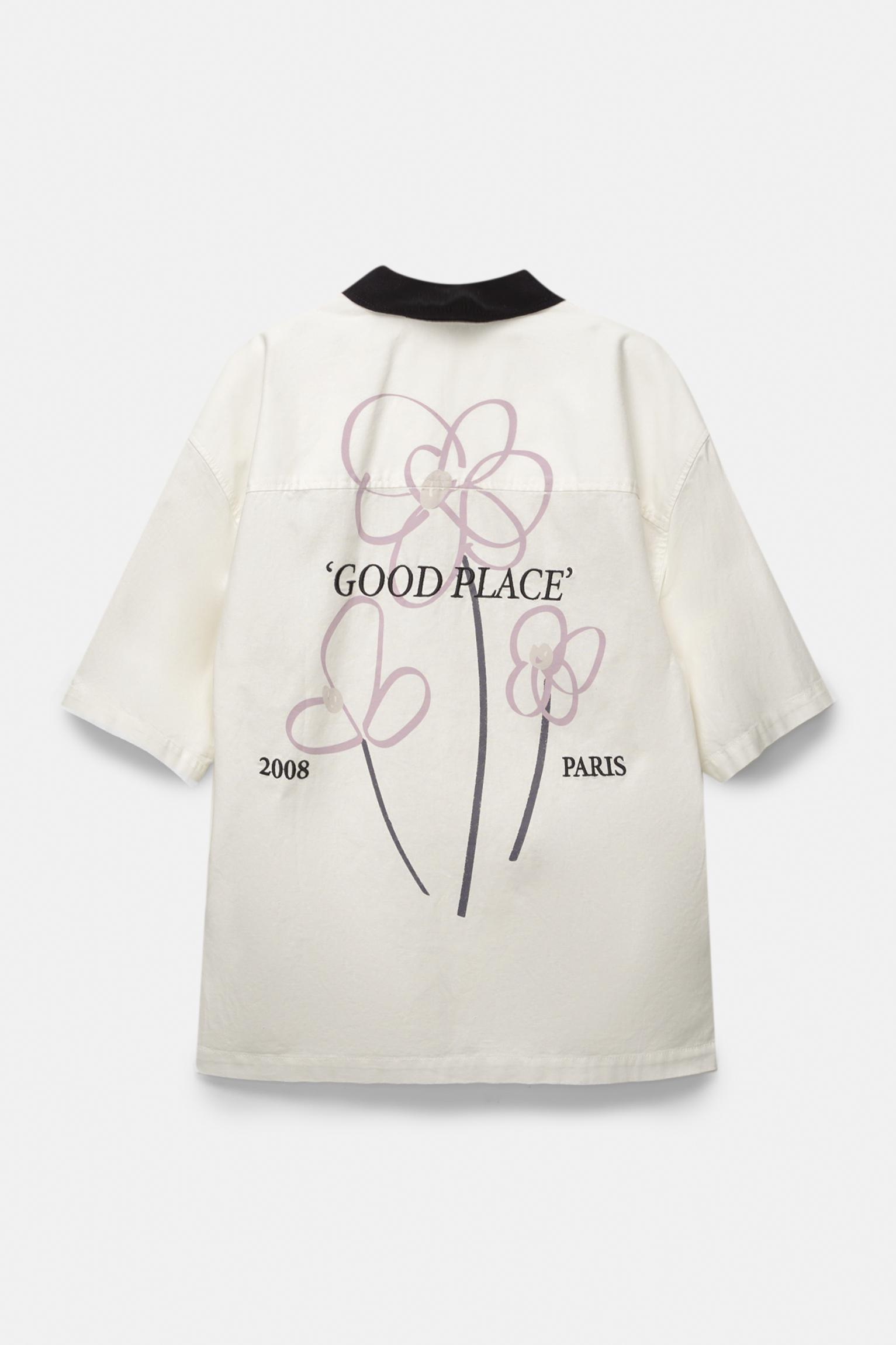 Linen blend shirt with floral graphic Product Image