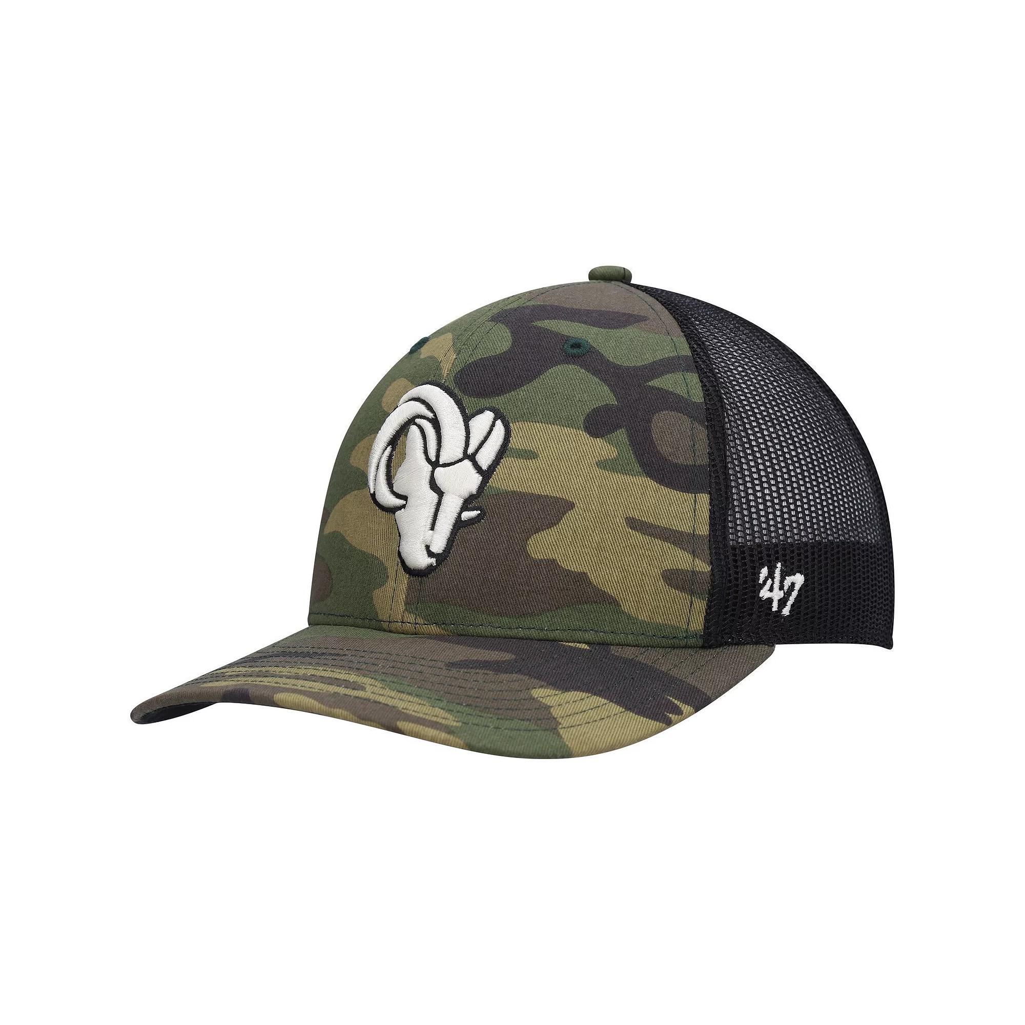 Men's '47 Camo/Black Los Angeles Rams Trucker Adjustable Hat, Green Product Image