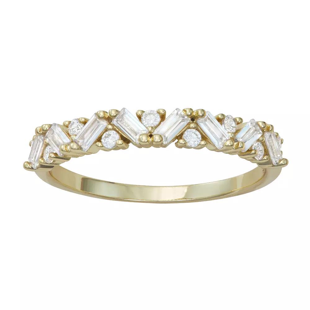 Contessa Di Capri 18k Gold Over Silver Cubic Zirconia Wedding Band Ring, Women's, Size: 6, Gold Tone Clear Product Image