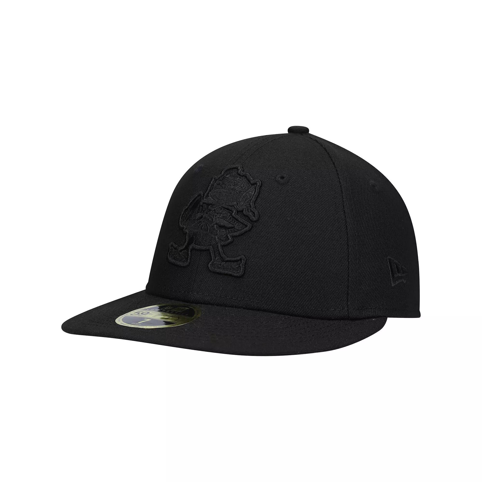 Men's New Era Black Cleveland Browns Historic Logo Black on Black Low Profile 59FIFTY II Fitted Hat,  Product Image