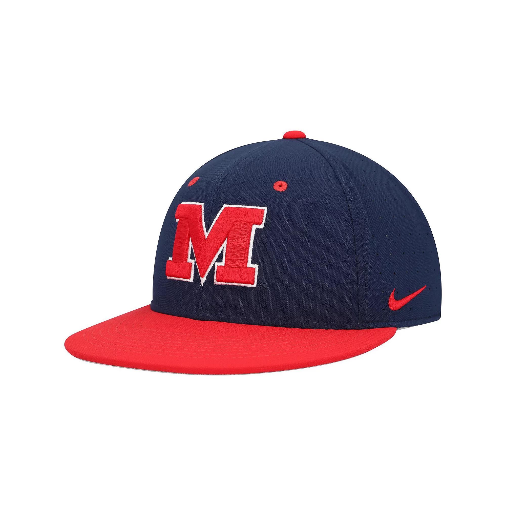 Men's Nike Navy Ole Miss Rebels Aero True Baseball Performance Fitted Hat, Size: 7 3/8, Blue Product Image