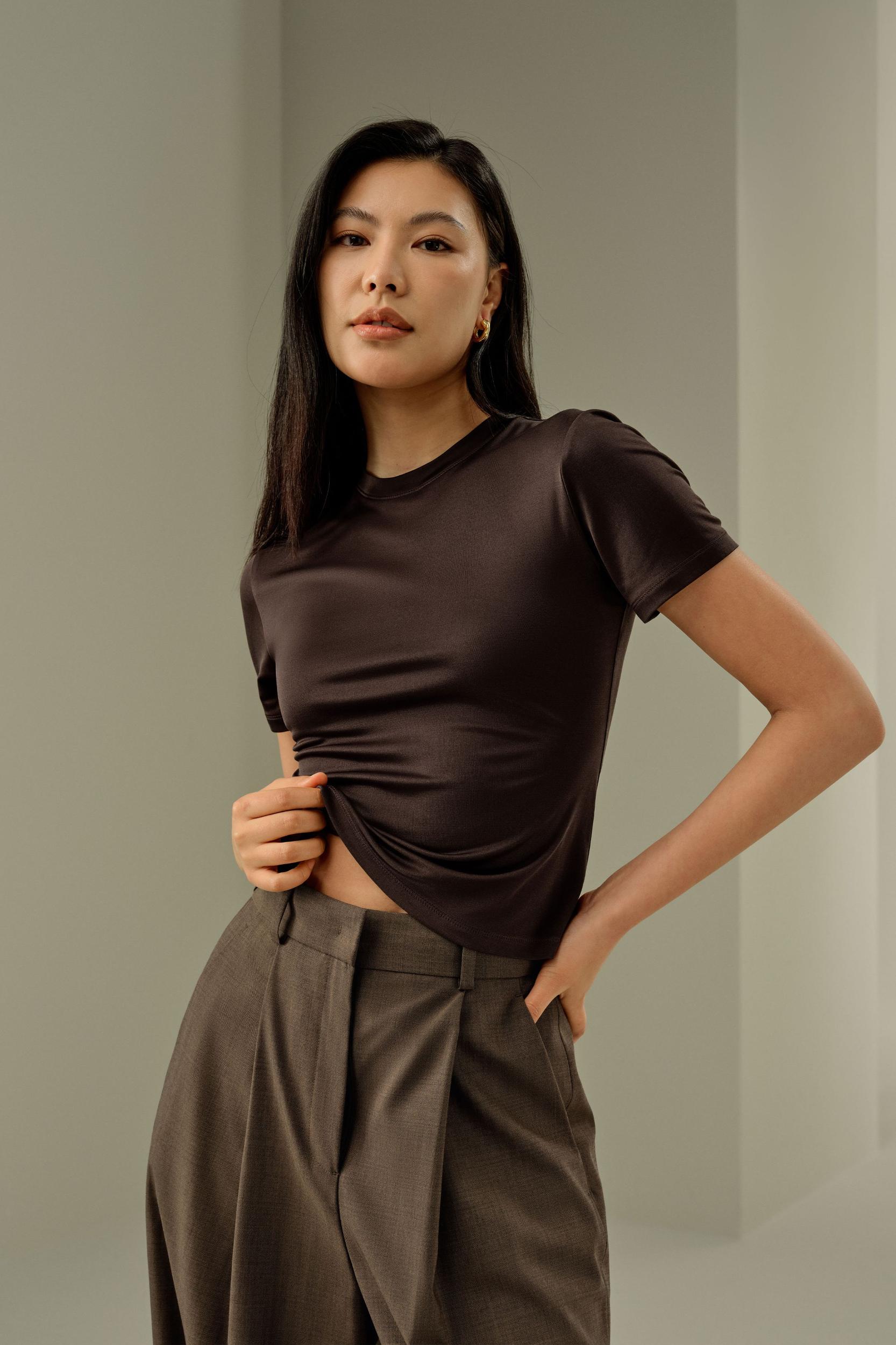 Slim Fitted Silk Jersey Tee Product Image