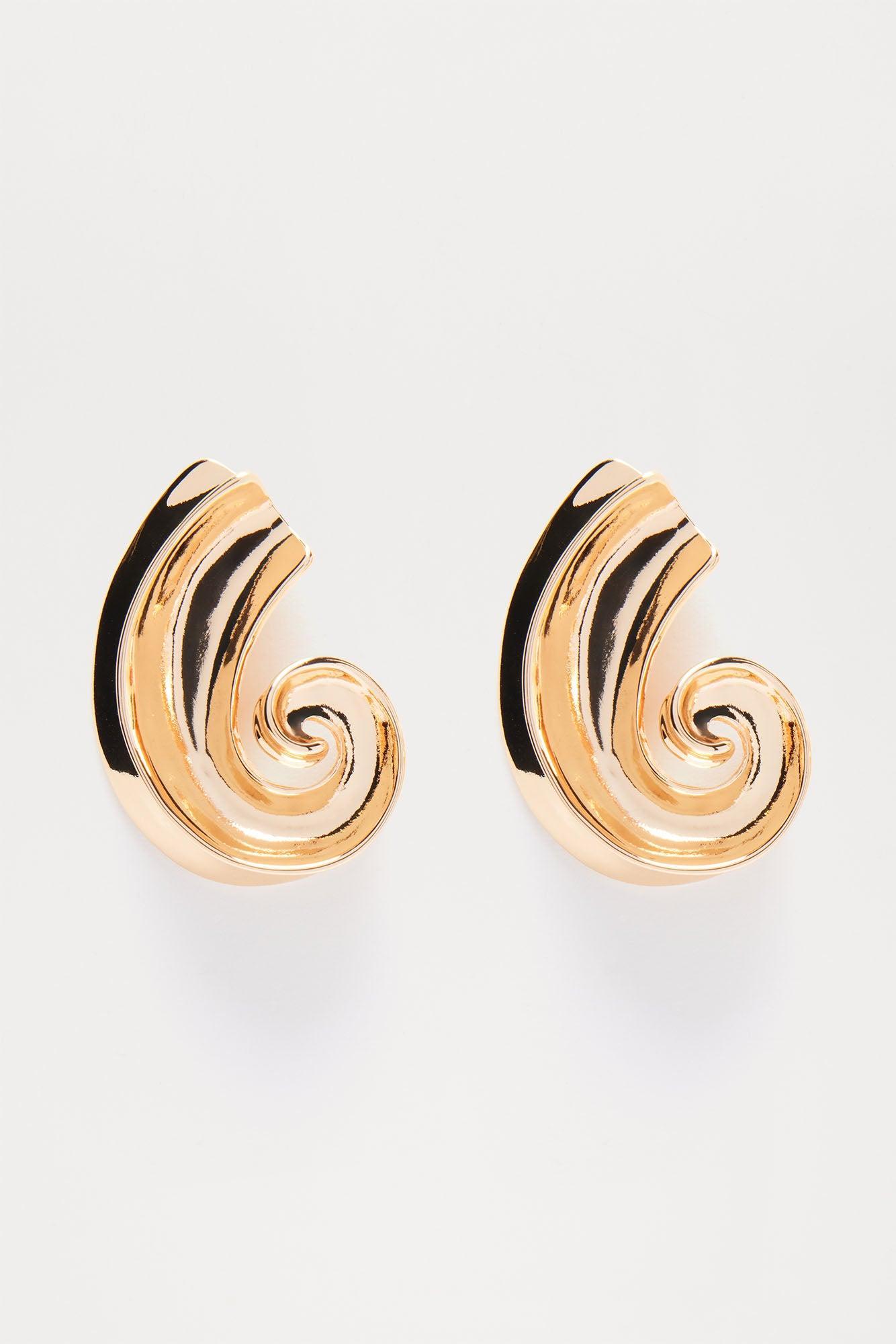 Pacific Conch Shell Earrings - Gold Product Image