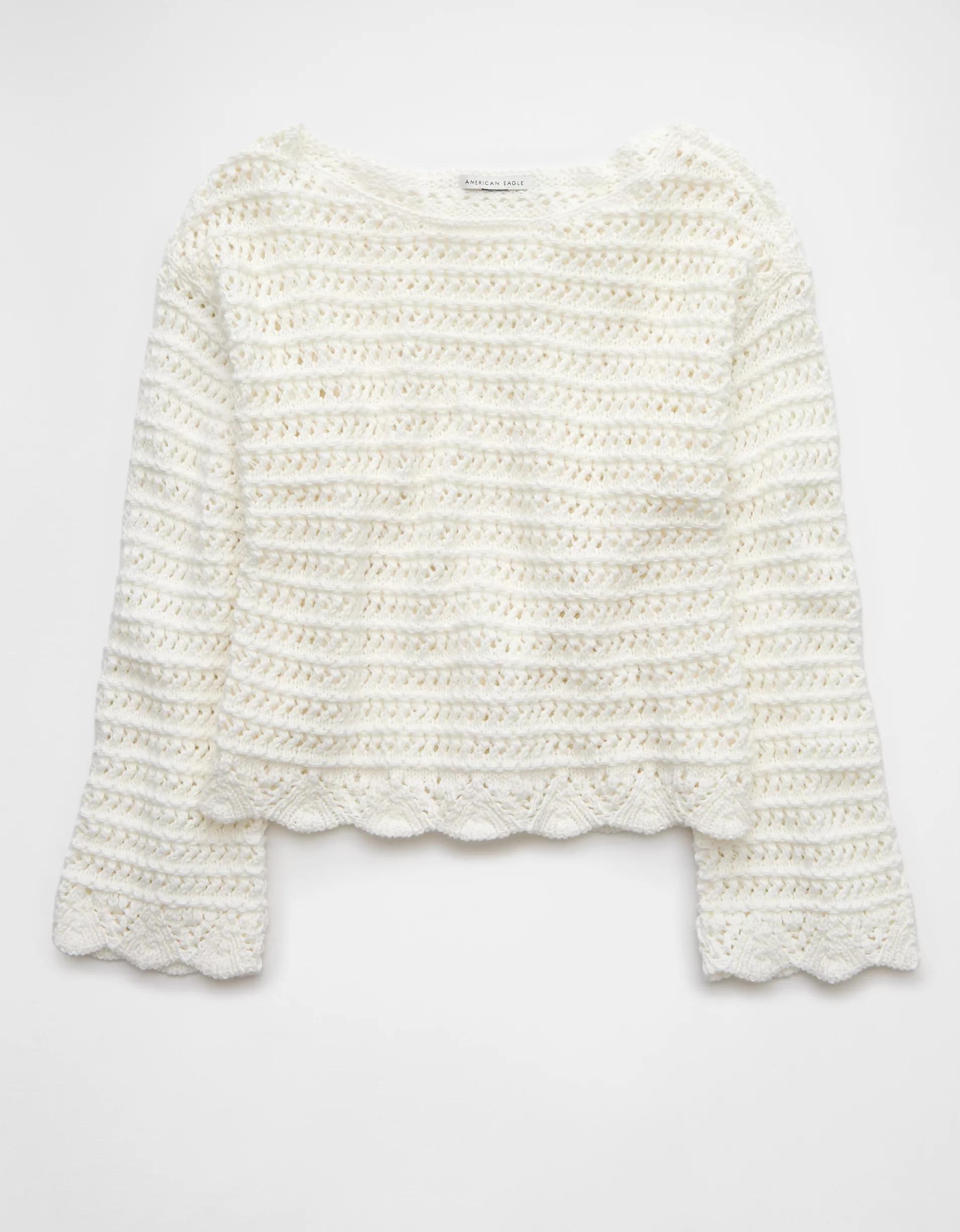 AE Ballet Neck Open Knit Sweater Product Image