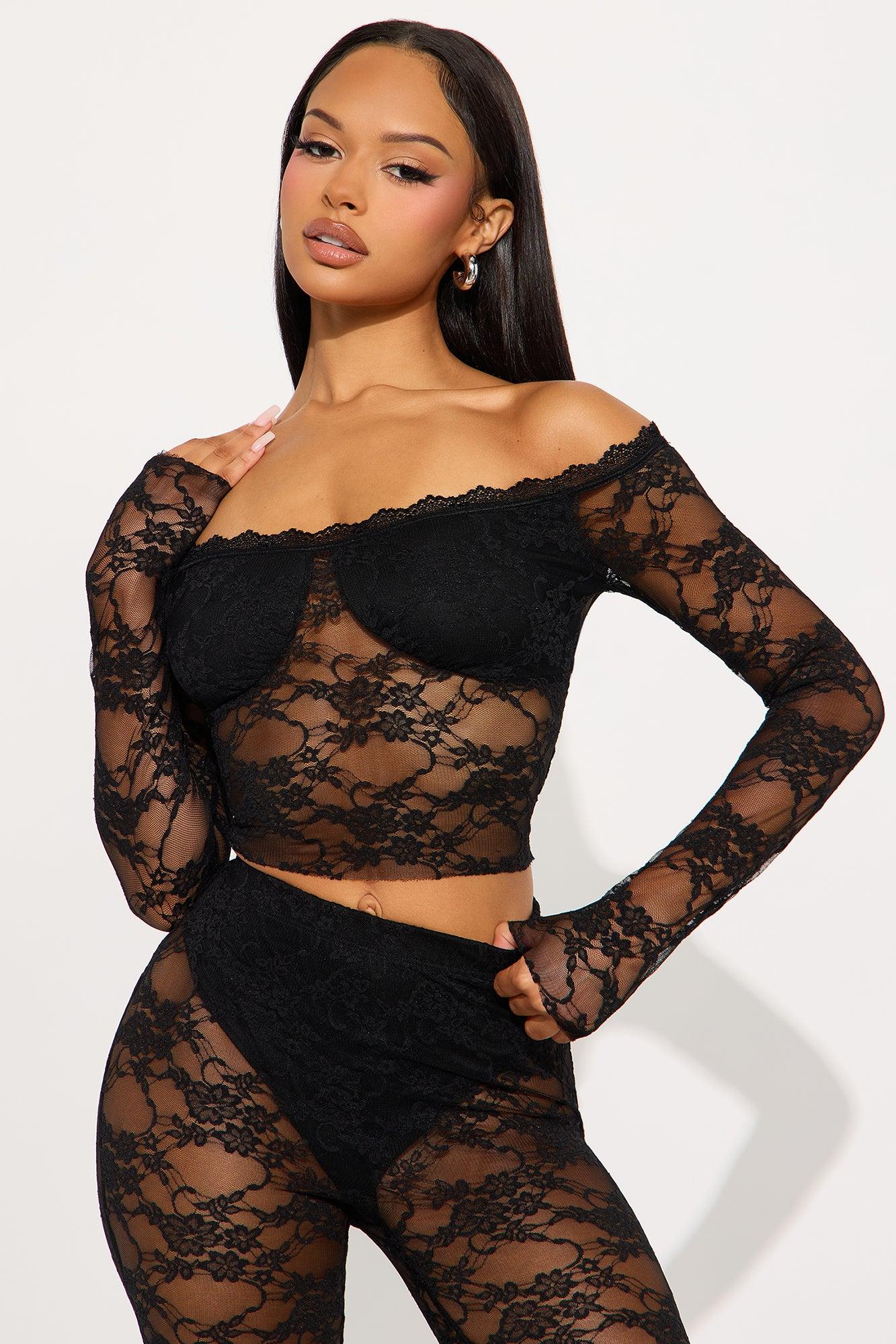 Adryana Lace Pant Set - Black Female Product Image