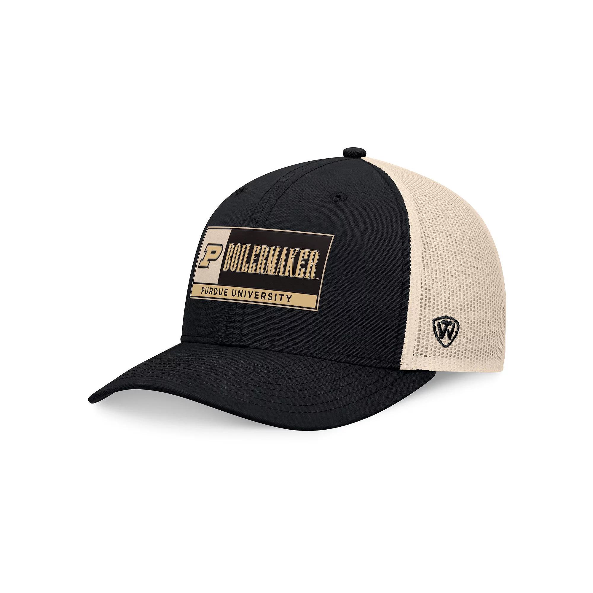 Men's Top of the World Black/Natural Purdue Boilermakers Bennett Trucker��Adjustable Hat Product Image