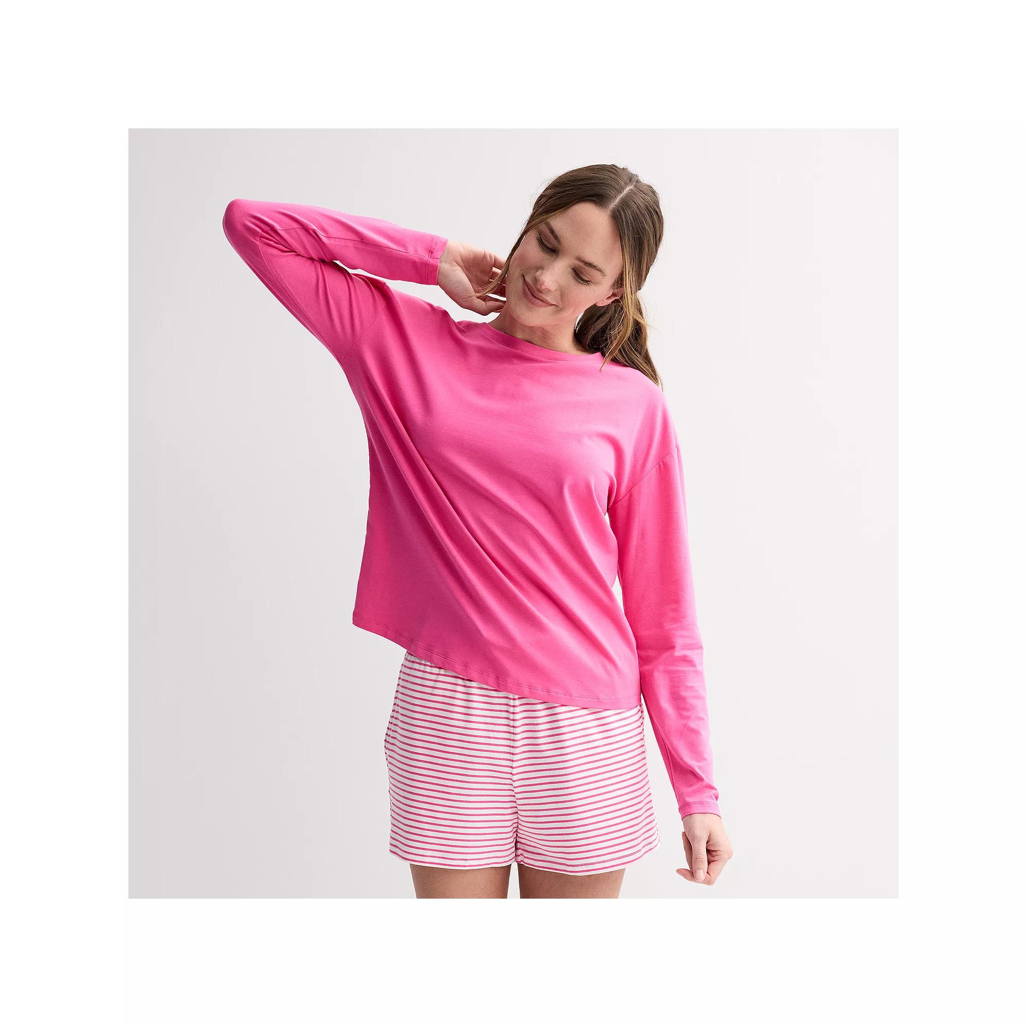 Women's Sonoma Goods For Life® Long Sleeve Sleep Tee, Size: XS, Pink Theme Product Image