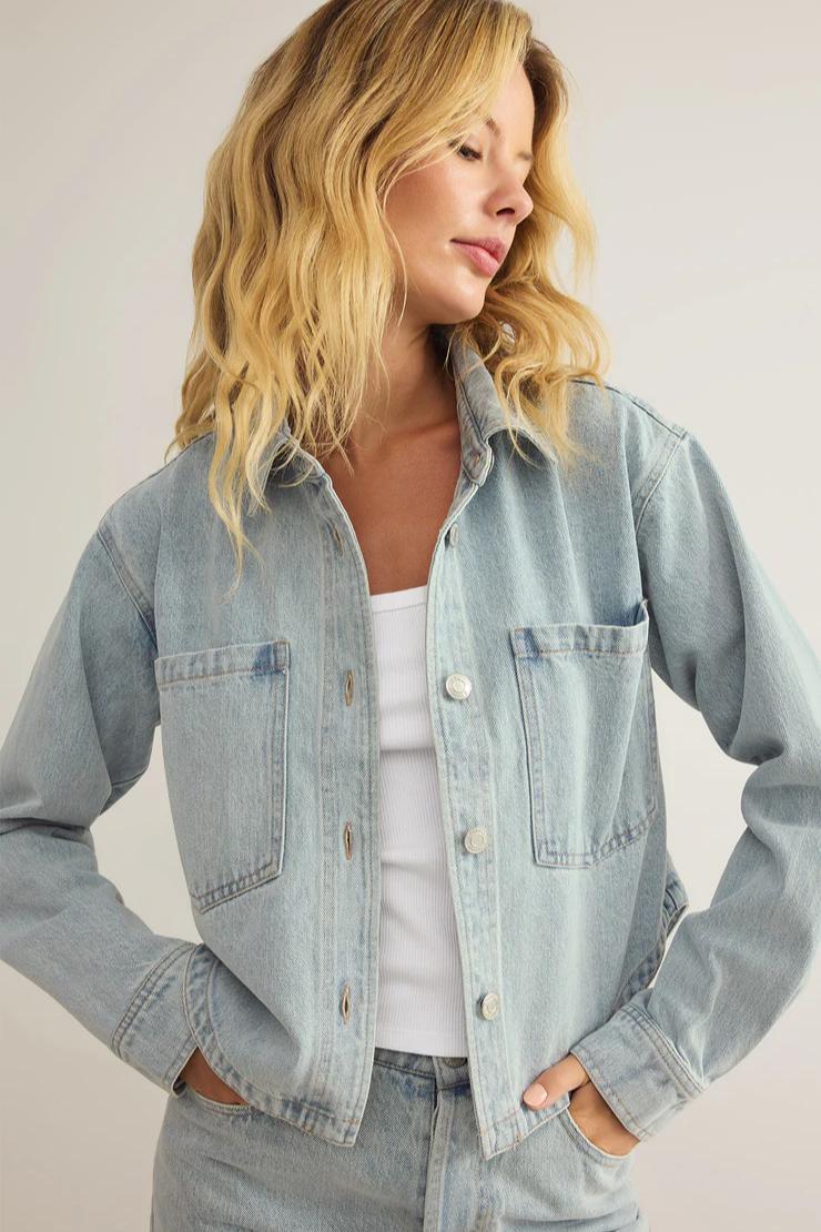 All Day Cropped Denim Jacket Product Image