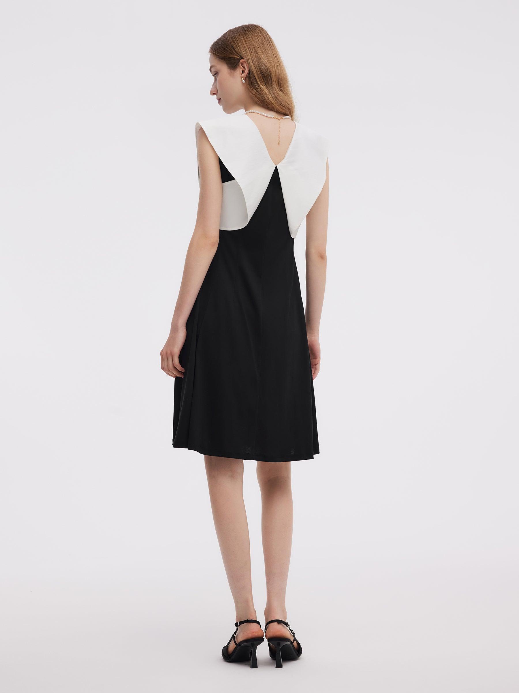 Color Block V-Neck Women Knit Mini Dress Product Image