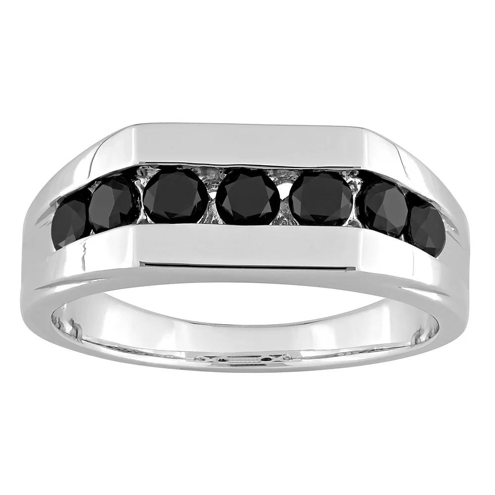 Stella Grace Men's Sterling Silver Black Diamond Accent Channel Set Ring,  Product Image