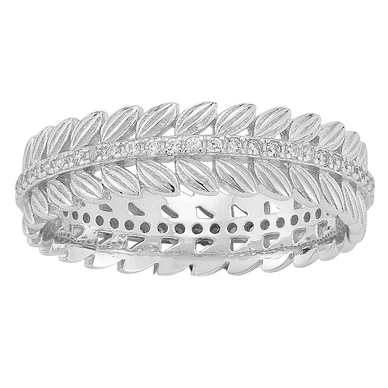 Sunkissed Sterling 14k Gold Over Silver Cubic Zirconia Chevron Ring, Women's, Size: 8, Silver Tone Product Image