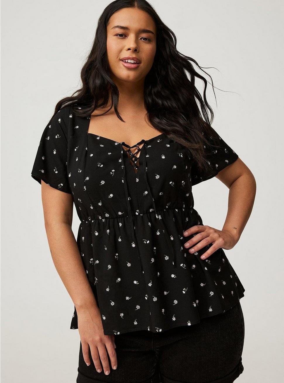 Babydoll Lace-Up Top Product Image