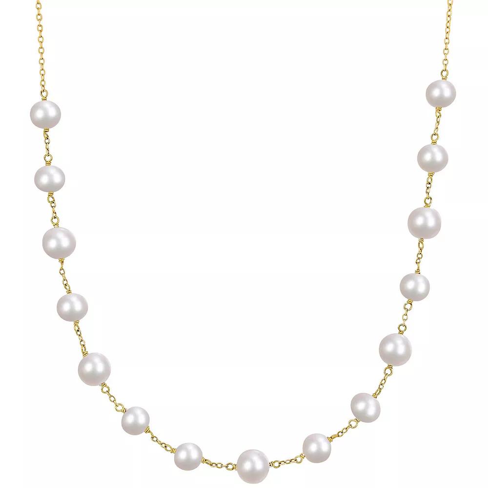 Stella Grace 18k Gold Over Silver Freshwater Cultured Pearl Tin Cup Necklace, Women's, Size: 18", Sterling Silver Product Image