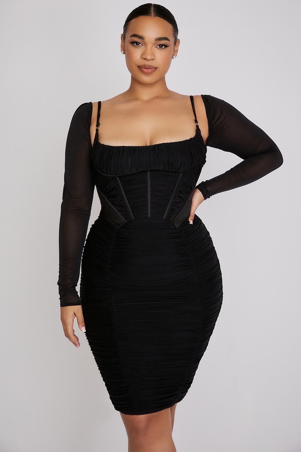 Freyja  black gathered corset dress Product Image