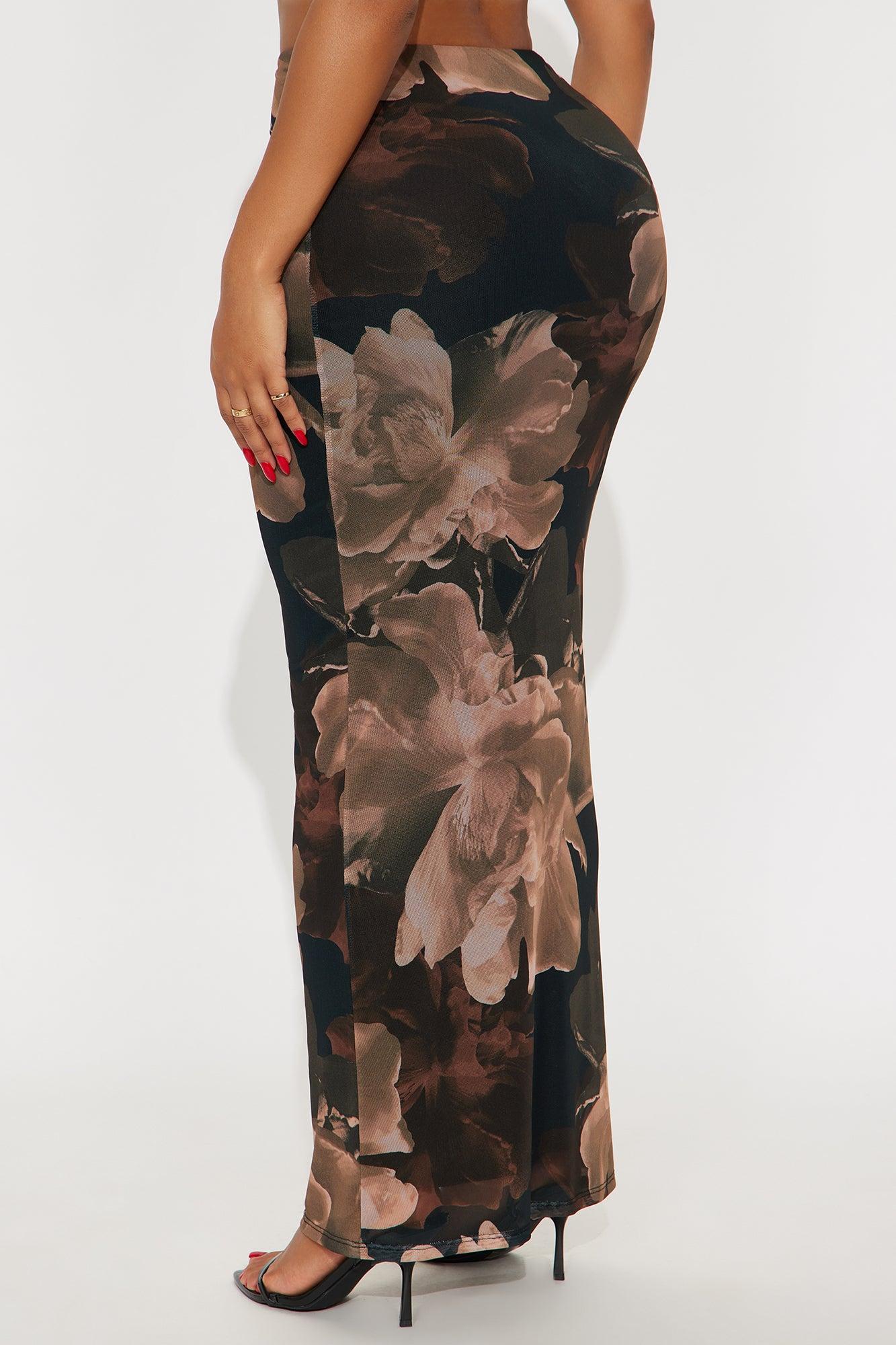 Midnight Bloom Mesh Maxi Skirt - Brown/combo Female Product Image