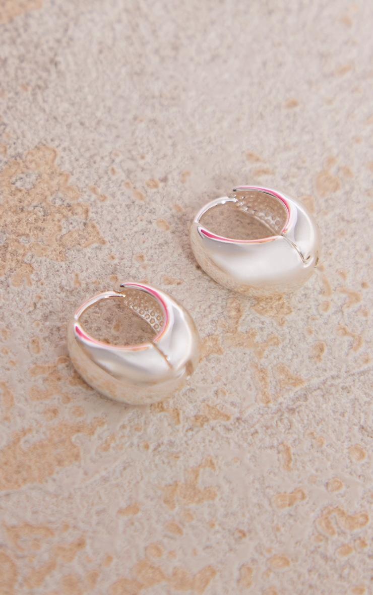 Silver Plated Drop Huggie Hoop Earrings Product Image