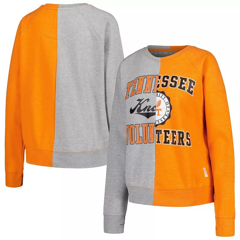 Women's Pressbox Heather Gray Tennessee Volunteers Half and Half Raglan Pullover Sweatshirt,  Product Image
