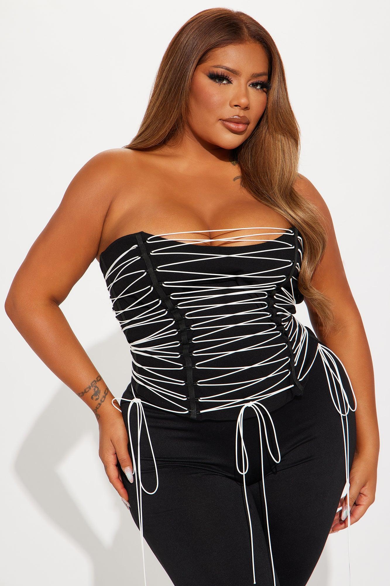 Hot List Strappy Corset top - Black/White Product Image