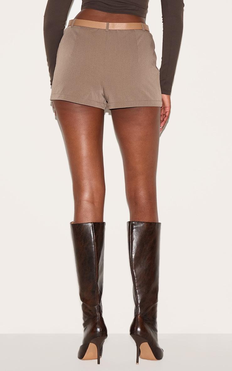 Brown Tailored Woven Belt Detail Skort Product Image